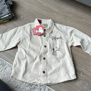 Zara NWT snoopy denim shirt jacket